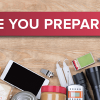 Image of items in an emergency preparedness kit