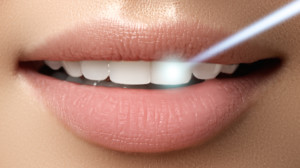 Perfect smile after bleaching. Dental care and whitening teeth. Laser teeth whitening